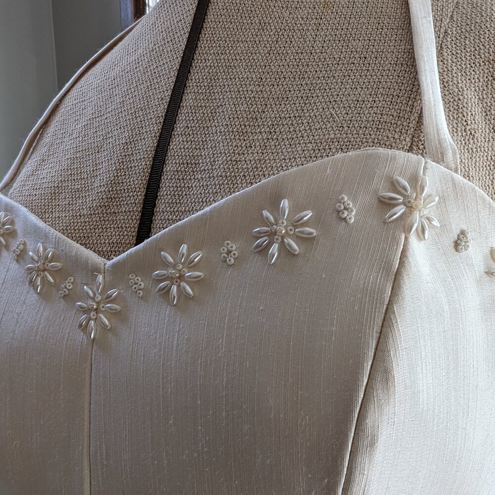 Custom-made - 1950's Style Wedding Gown with Beaded Detail - NWOT